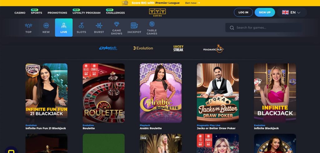 live casino at yyy casino