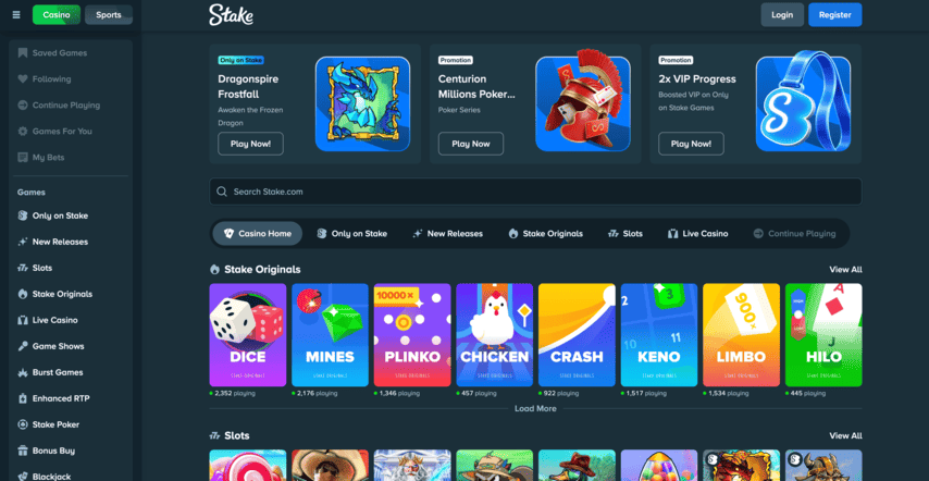 Register in Stake Casino - Step 1