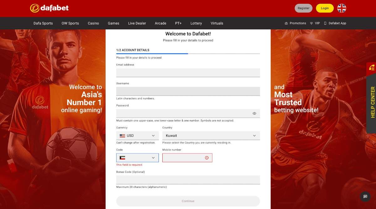Stage 2 Registration Dafabet Casino