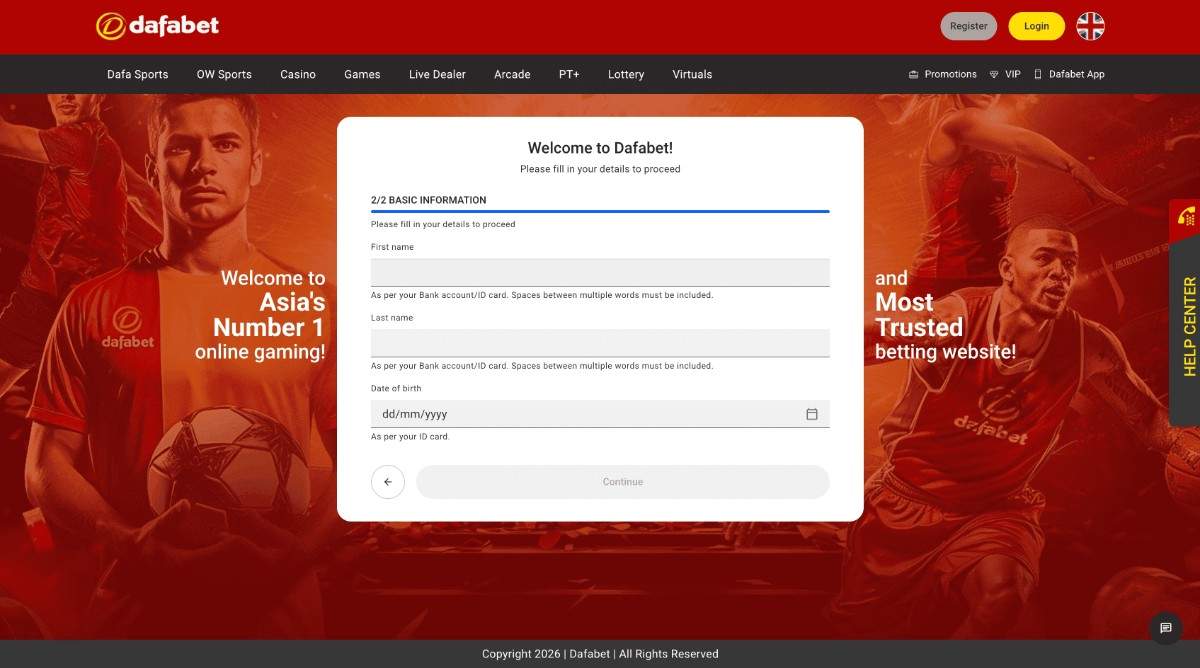 Stage 3 Registration Dafabet Casino