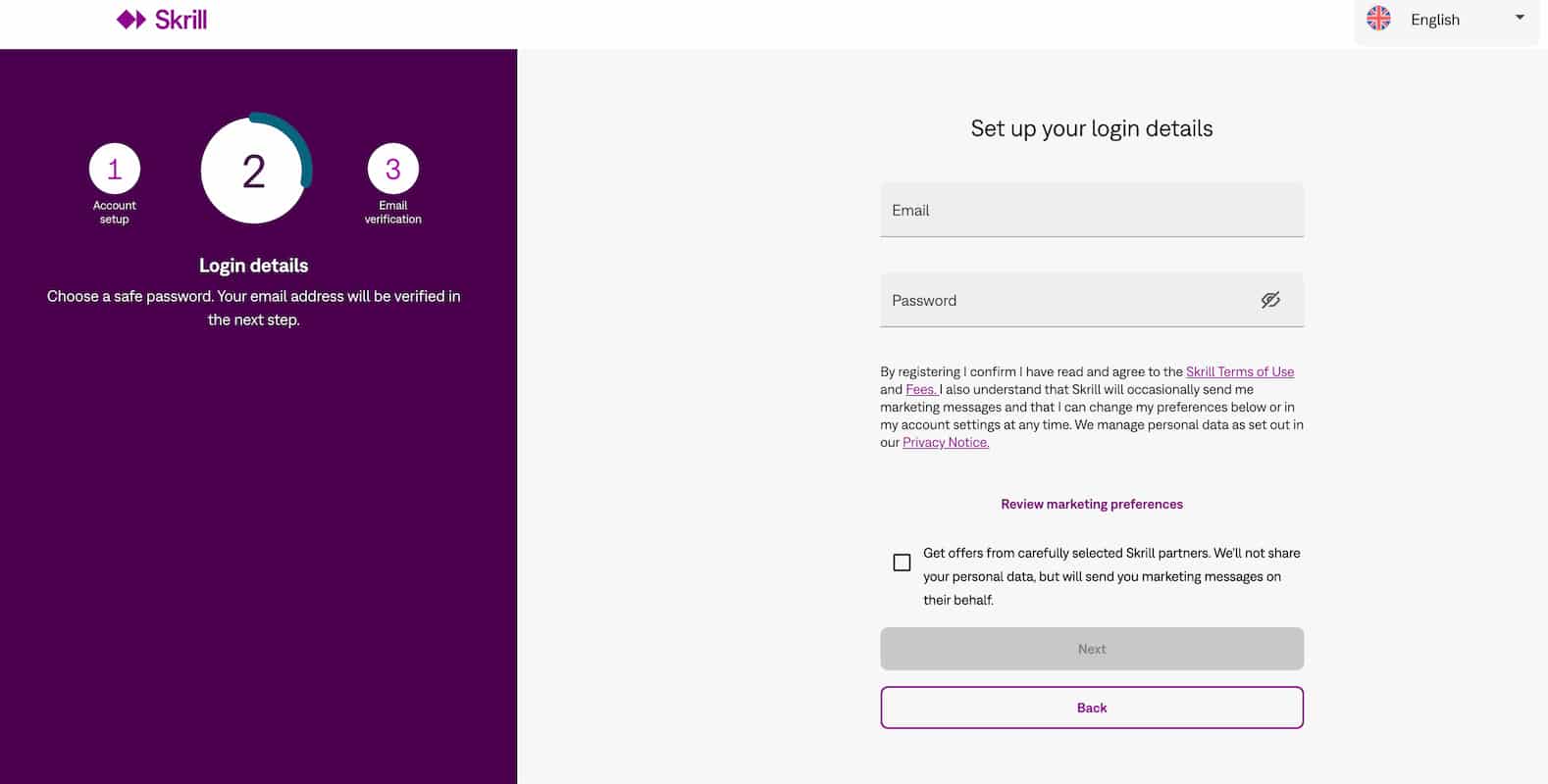 skrill registration step 2