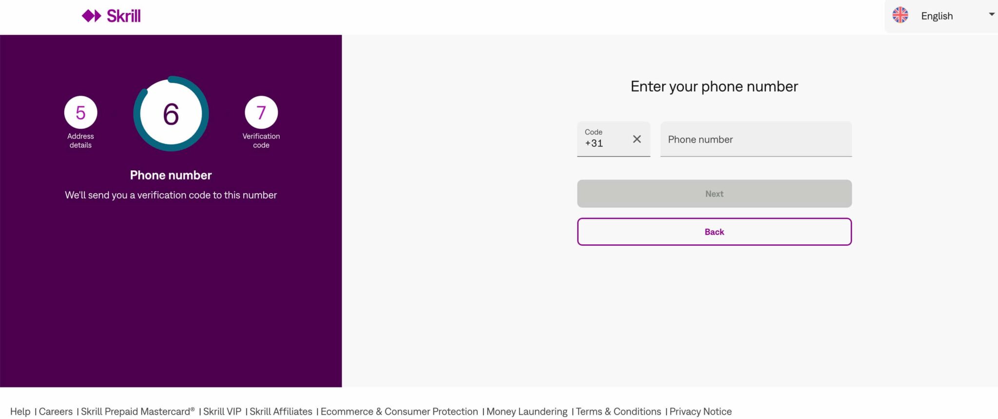skrill registration step 6