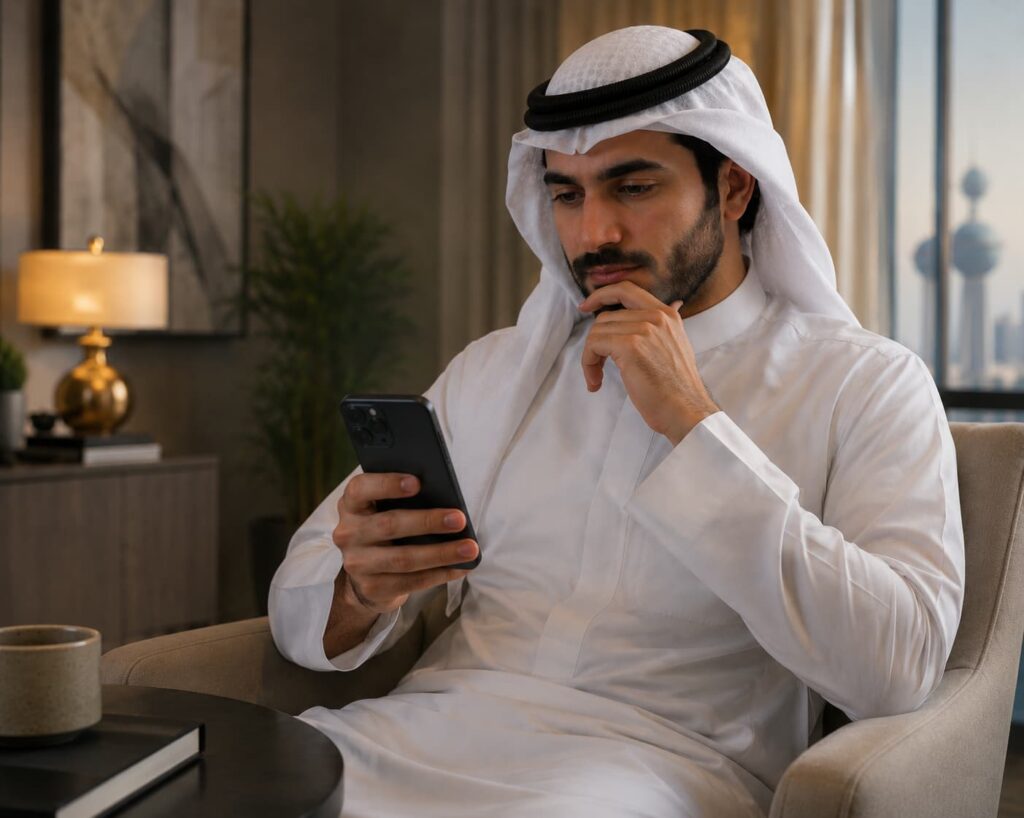 man reads casino welcome bonus